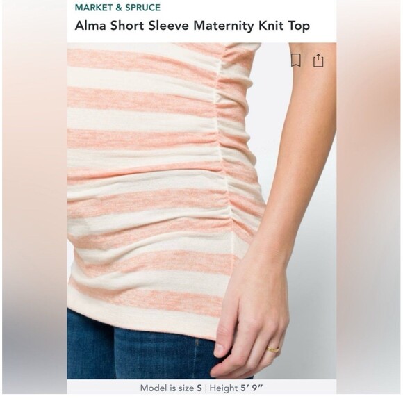 NEW Market & Spruce Stitch Fix Maternity White Peach Alma Short Sleeve small - Picture 4 of 10